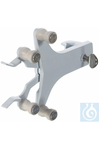 Bürettenklemme für 1 Bürette,  Aluminium, mit Rollenhalterung